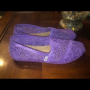 Toms Purple Women Alpargata Moroccan Crochet Shoes